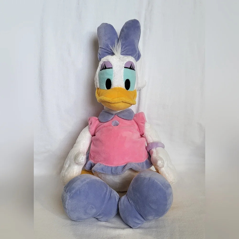 Disney Store Daisy Duck Pink Purple Embroidered 17" Soft Plush Toy Collectible‎